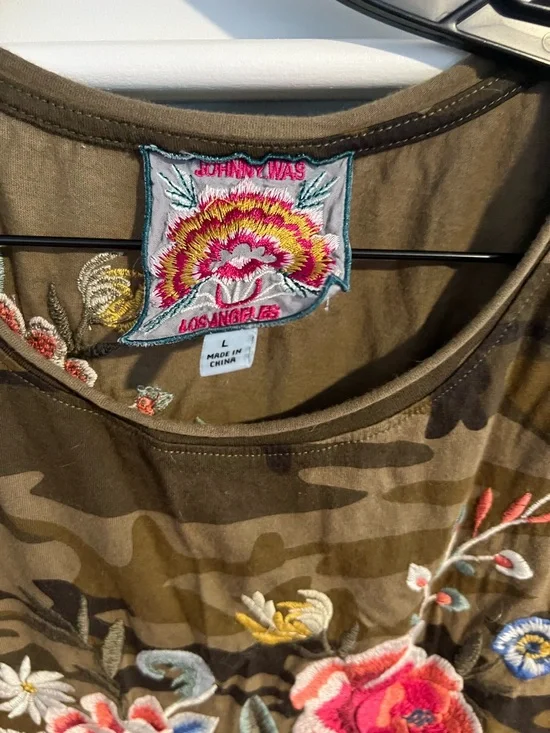 Johnny Was Assa Cap Sleeve Tee - Sz. L - Picture 5 of 8